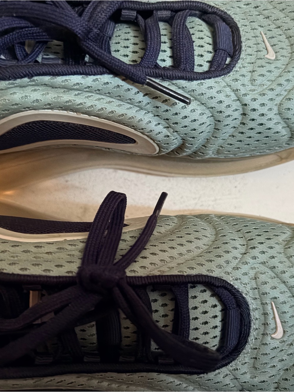 Nike Mint Green Mesh Sneakers with Navy Details